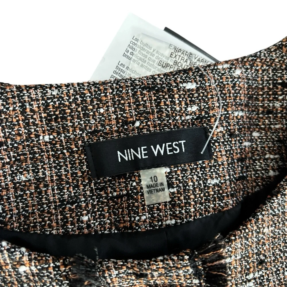 Nine West NWT Women's Tweed 3/4-Sleeve Blazer (Copper Multi) Size 10